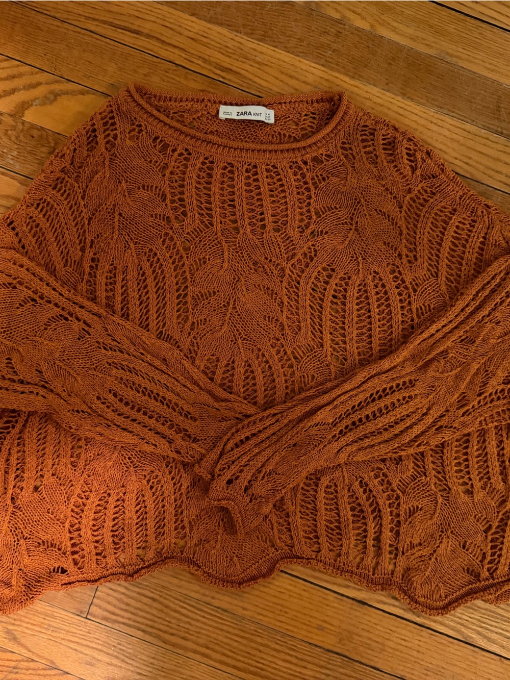 ZARA Rust Orange Crochet Knit Bandeau Crop Top